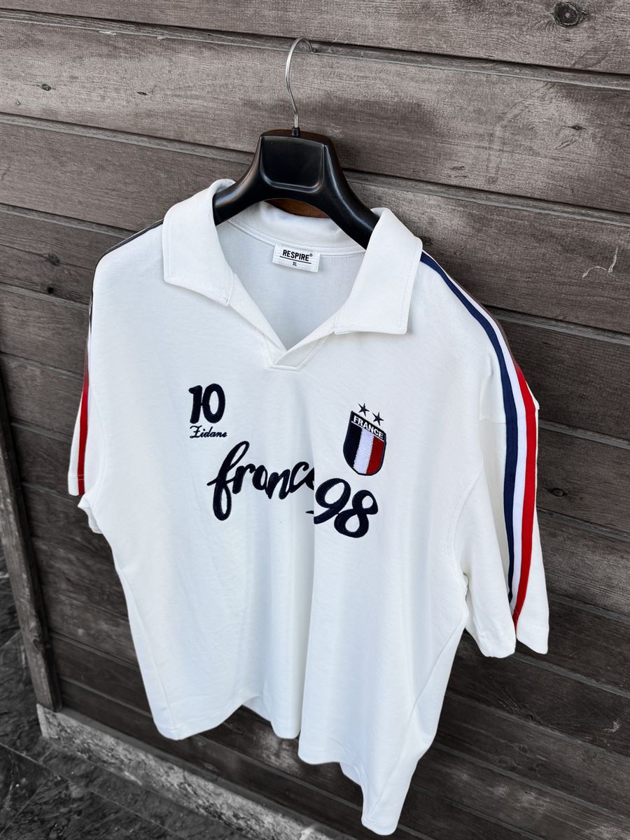 White Two-Thread T-Shirt with France Emblem RES-1058