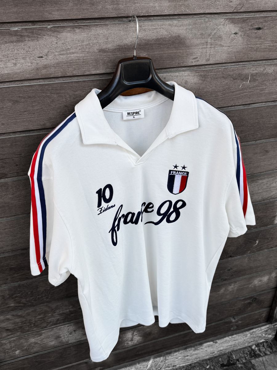 White Two-Thread T-Shirt with France Emblem RES-1058