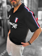 Black Two-Thread T-Shirt with France Emblem RES-1058