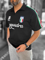 Black Two-Thread T-Shirt with Italian Emblem RES-1056
