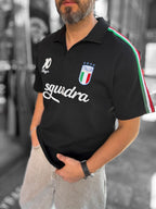 Black Two-Thread T-Shirt with Italian Emblem RES-1056