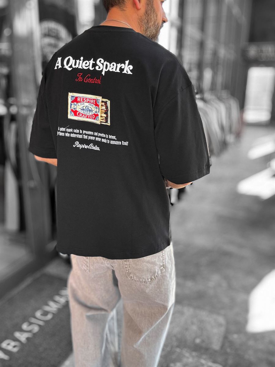 Black Spark Embroidered Oversize T-Shirt RES-1108