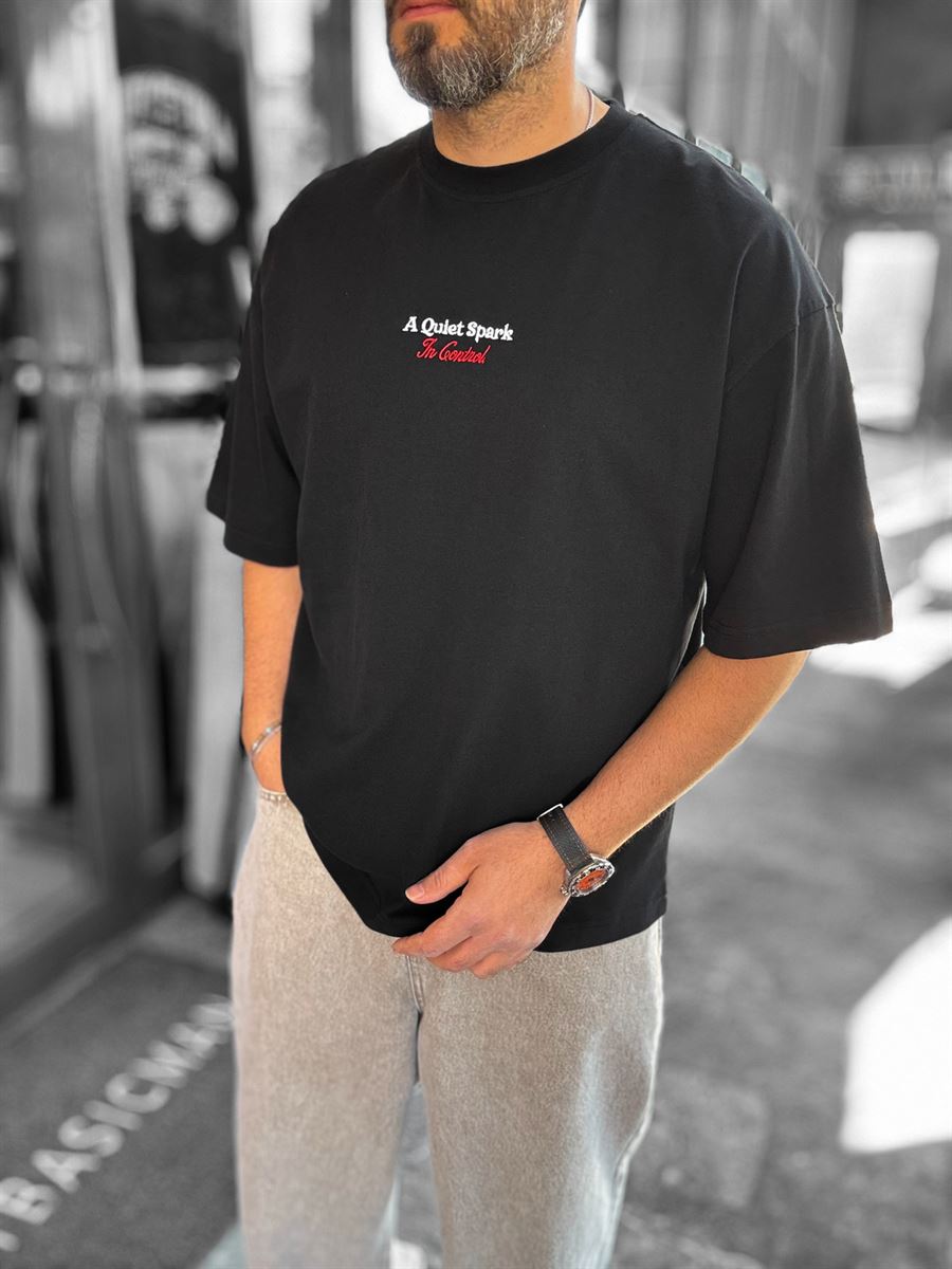 Black Spark Embroidered Oversize T-Shirt RES-1108