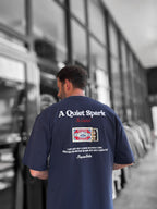 Navy Blue Spark Embroidered Oversize T-Shirt RES-1108