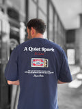 Navy Blue Spark Embroidered Oversize T-Shirt RES-1108