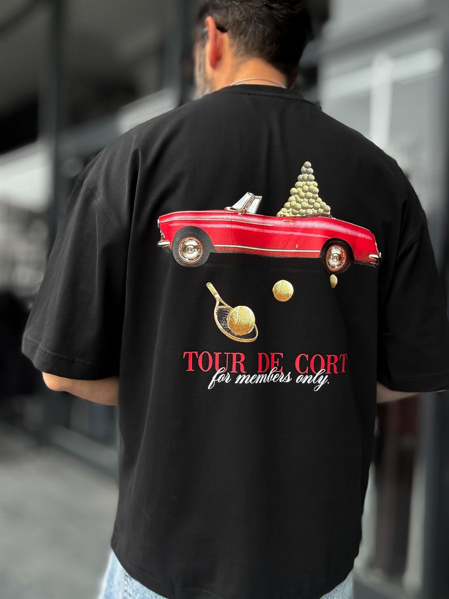 Black Tour Print Oversize T-Shirt RES-1091