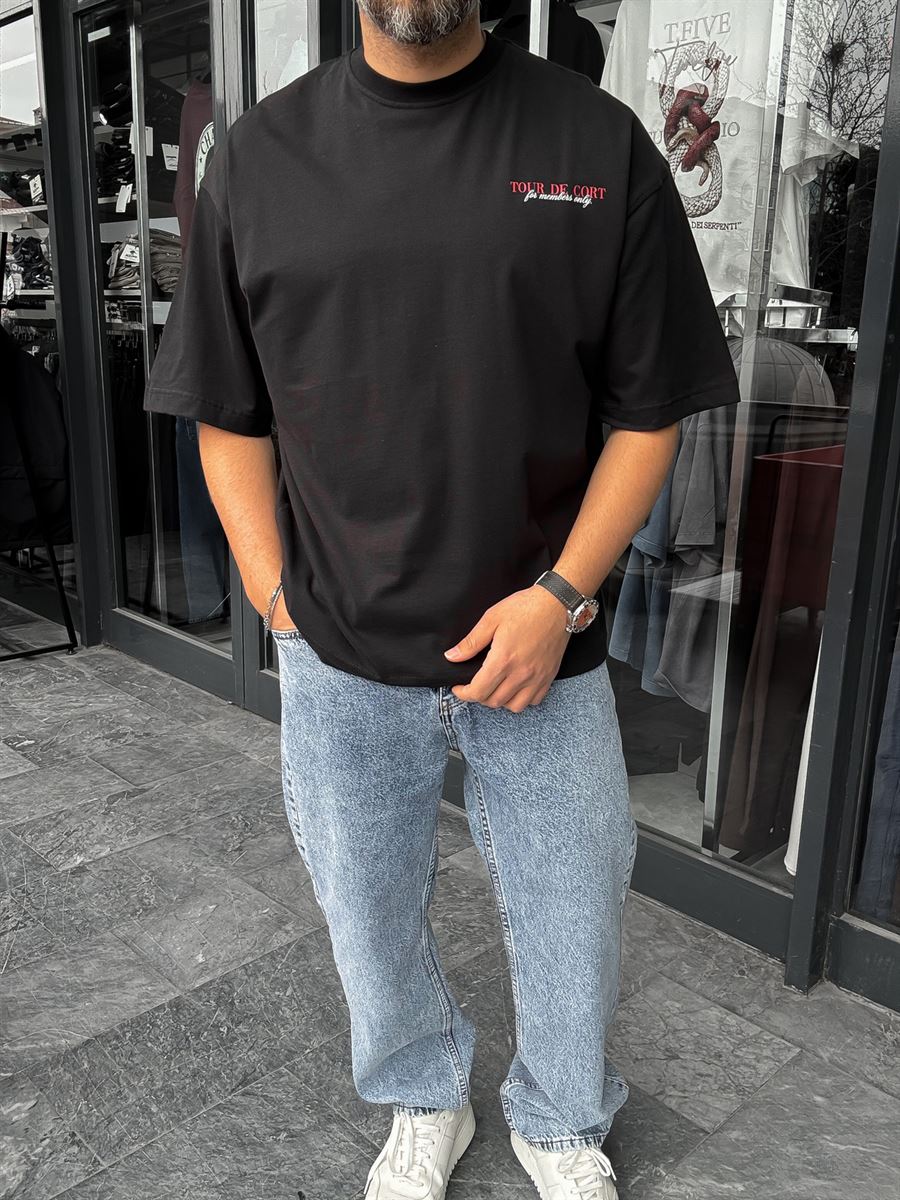 Black Tour Print Oversize T-Shirt RES-1091