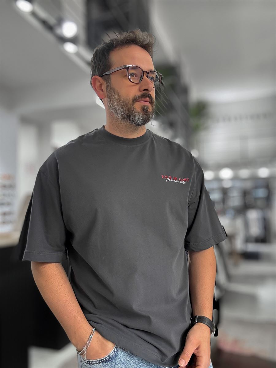 Anthracite Tour Print Oversize T-Shirt RES-1091