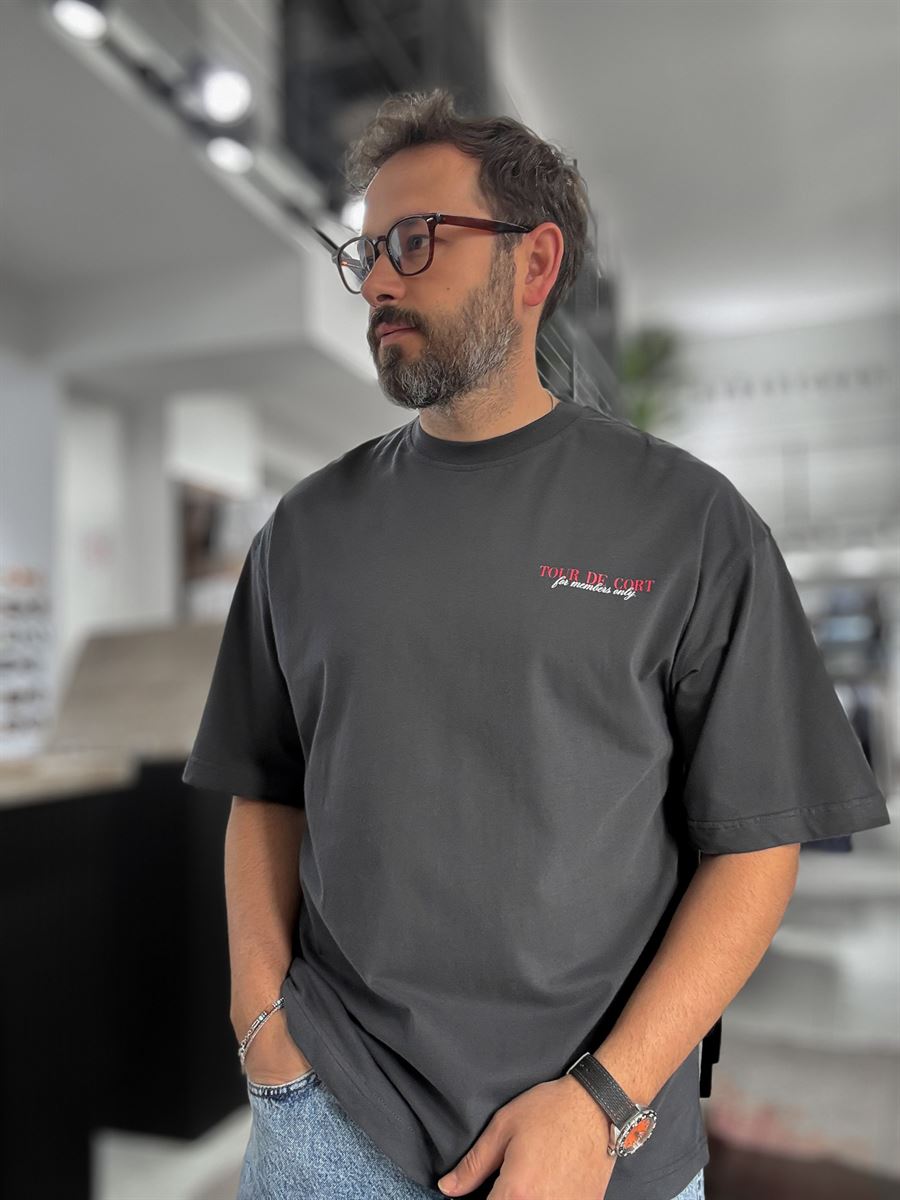Anthracite Tour Print Oversize T-Shirt RES-1091
