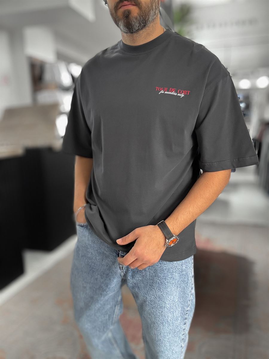 Anthracite Tour Print Oversize T-Shirt RES-1091