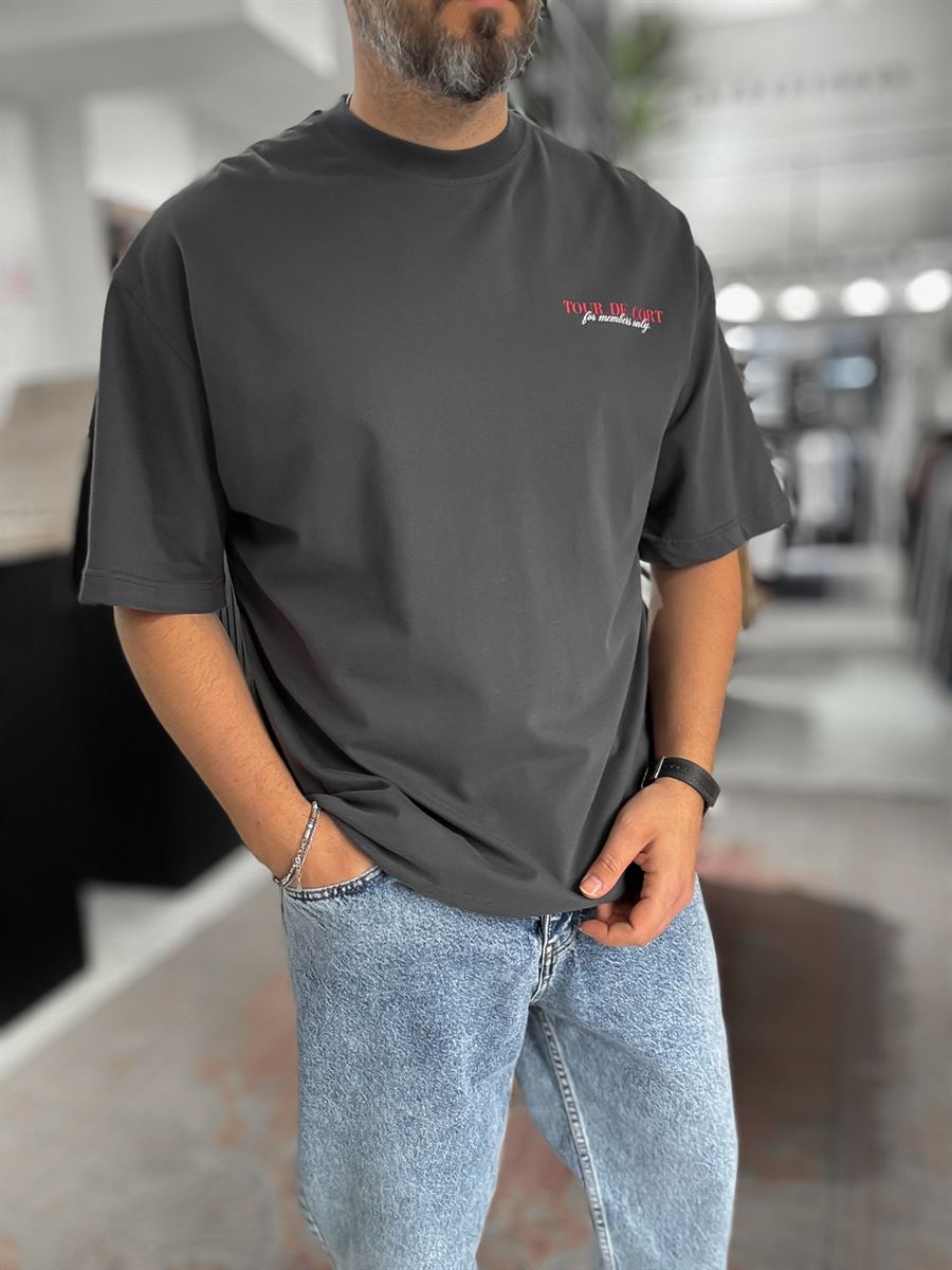 Anthracite Tour Print Oversize T-Shirt RES-1091