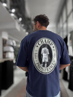 Navy Blue Zidane Print Oversize T-Shirt RES-1098