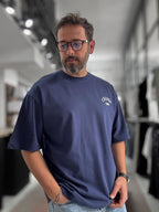 Navy Blue Zidane Print Oversize T-Shirt RES-1098
