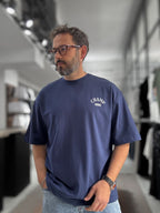 Navy Blue Zidane Print Oversize T-Shirt RES-1098