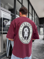 Burgundy Zidane Printed Oversize T-Shirt RES-1098