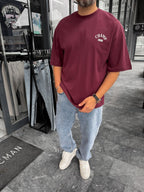 Burgundy Zidane Printed Oversize T-Shirt RES-1098