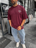 Burgundy Zidane Printed Oversize T-Shirt RES-1098
