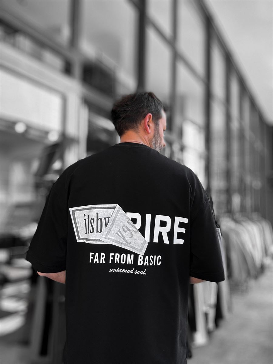 Black Far From Basic Printed Oversize T-Shirt RES-1037