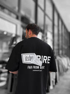 Black Far From Basic Printed Oversize T-Shirt RES-1037