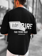 Black Far From Basic Printed Oversize T-Shirt RES-1037