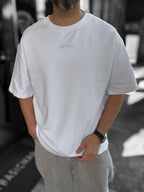 White Da Vinci Print Oversize T-Shirt RES-1030