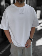 White Da Vinci Print Oversize T-Shirt RES-1030