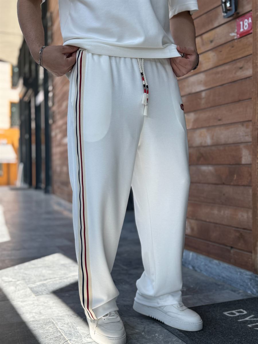 White Champ Tracksuit with Side Stripes RES-1080
