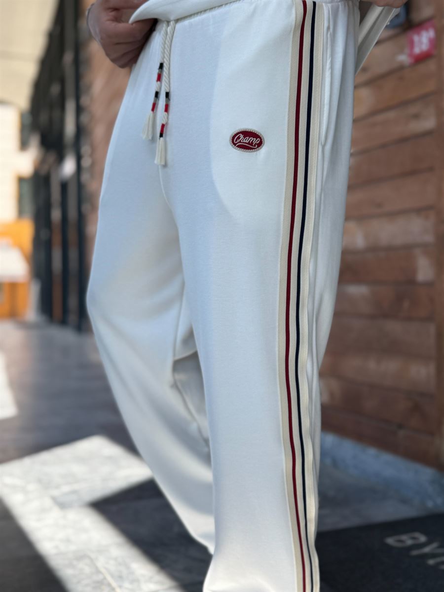 White Champ Tracksuit with Side Stripes RES-1080