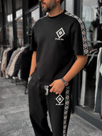 Black Ethnic T-Shirt with Sleeve Stripe RES-1076