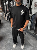 Black Ethnic T-Shirt with Sleeve Stripe RES-1076