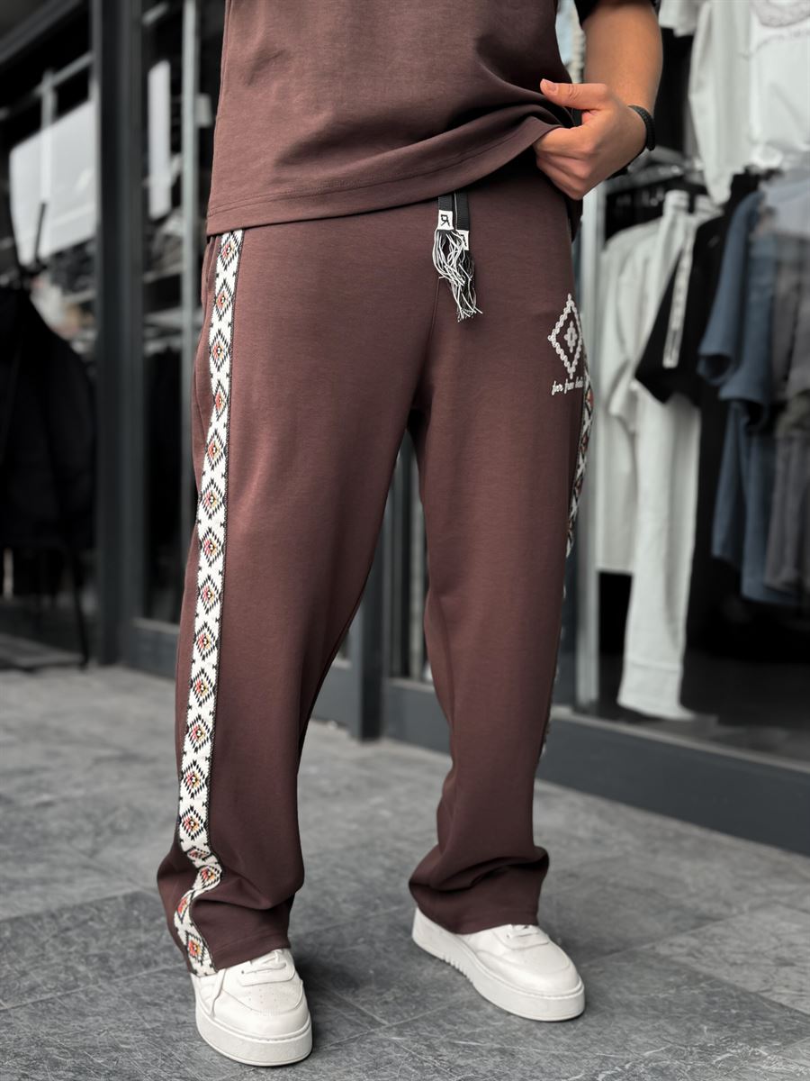 Coffee Ethnic Striped Tracksuit RES-1076