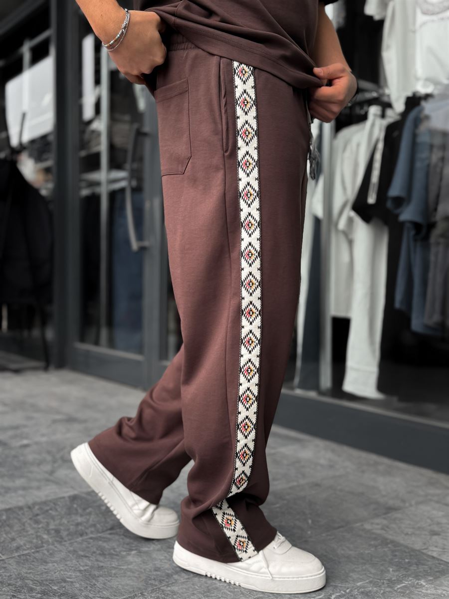 Coffee Ethnic Striped Tracksuit RES-1076