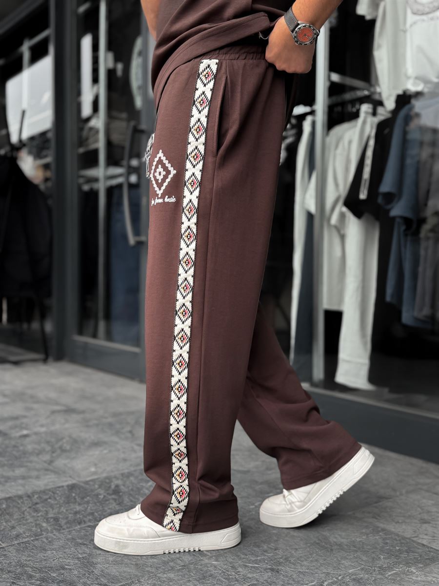 Coffee Ethnic Striped Tracksuit RES-1076