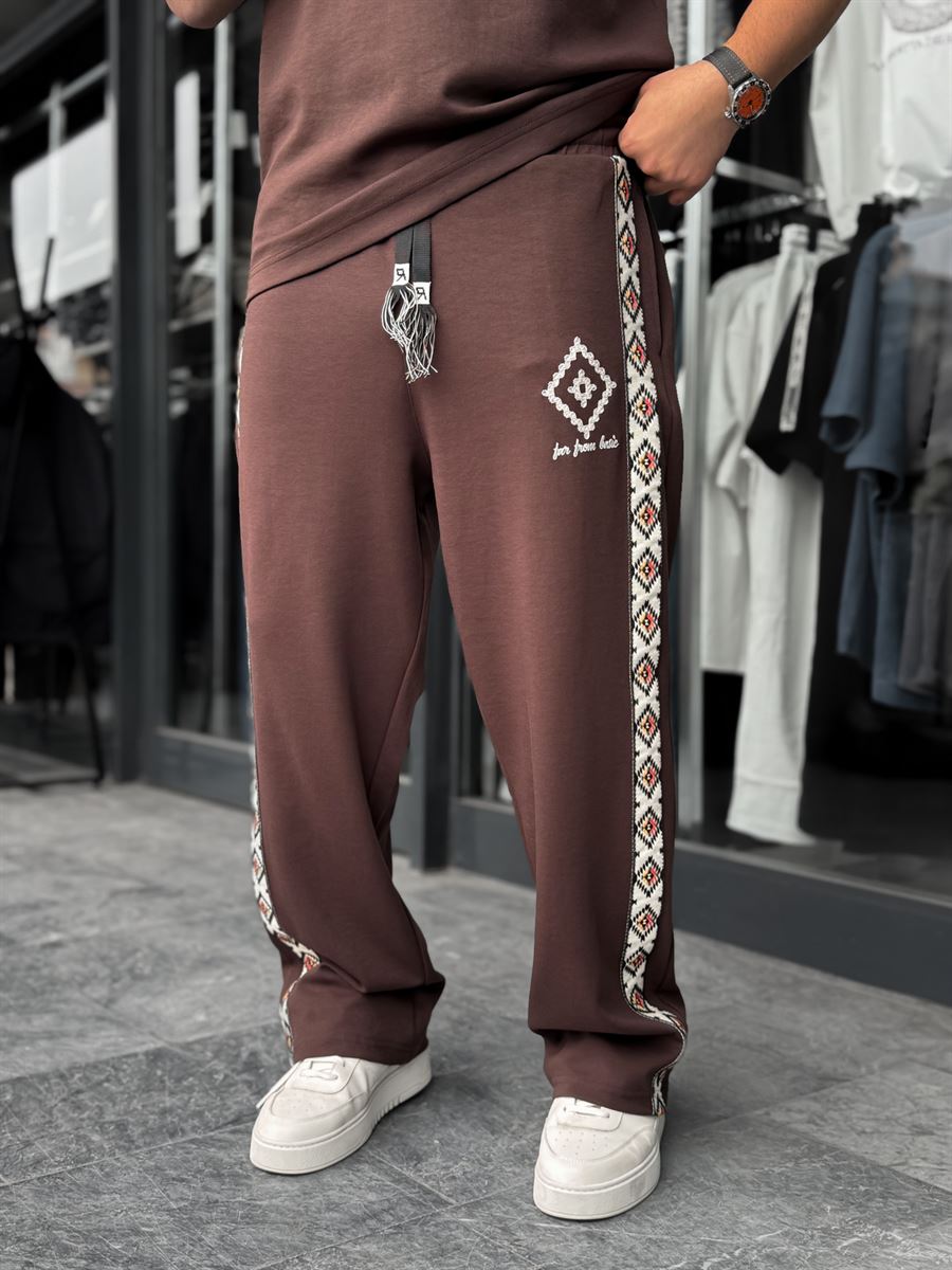 Coffee Ethnic Striped Tracksuit RES-1076