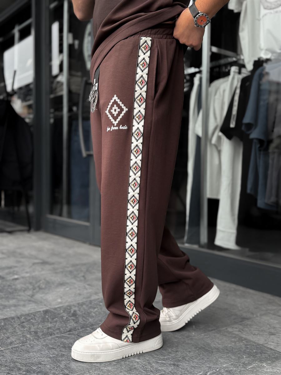 Coffee Ethnic Striped Tracksuit RES-1076