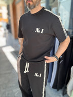 Black No. 1 Embossed T-Shirt RES-1079