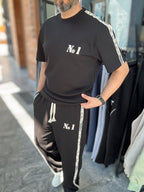 Black No. 1 Embossed T-Shirt RES-1079