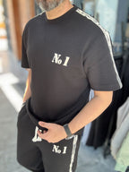 Black No. 1 Embossed T-Shirt RES-1079