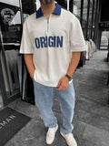 White Origin Patch Denim Collar T-Shirt RES-1095