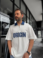 White Origin Patch Denim Collar T-Shirt RES-1095