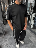 Black Sleeve Pattern Striped T-Shirt RES-1075