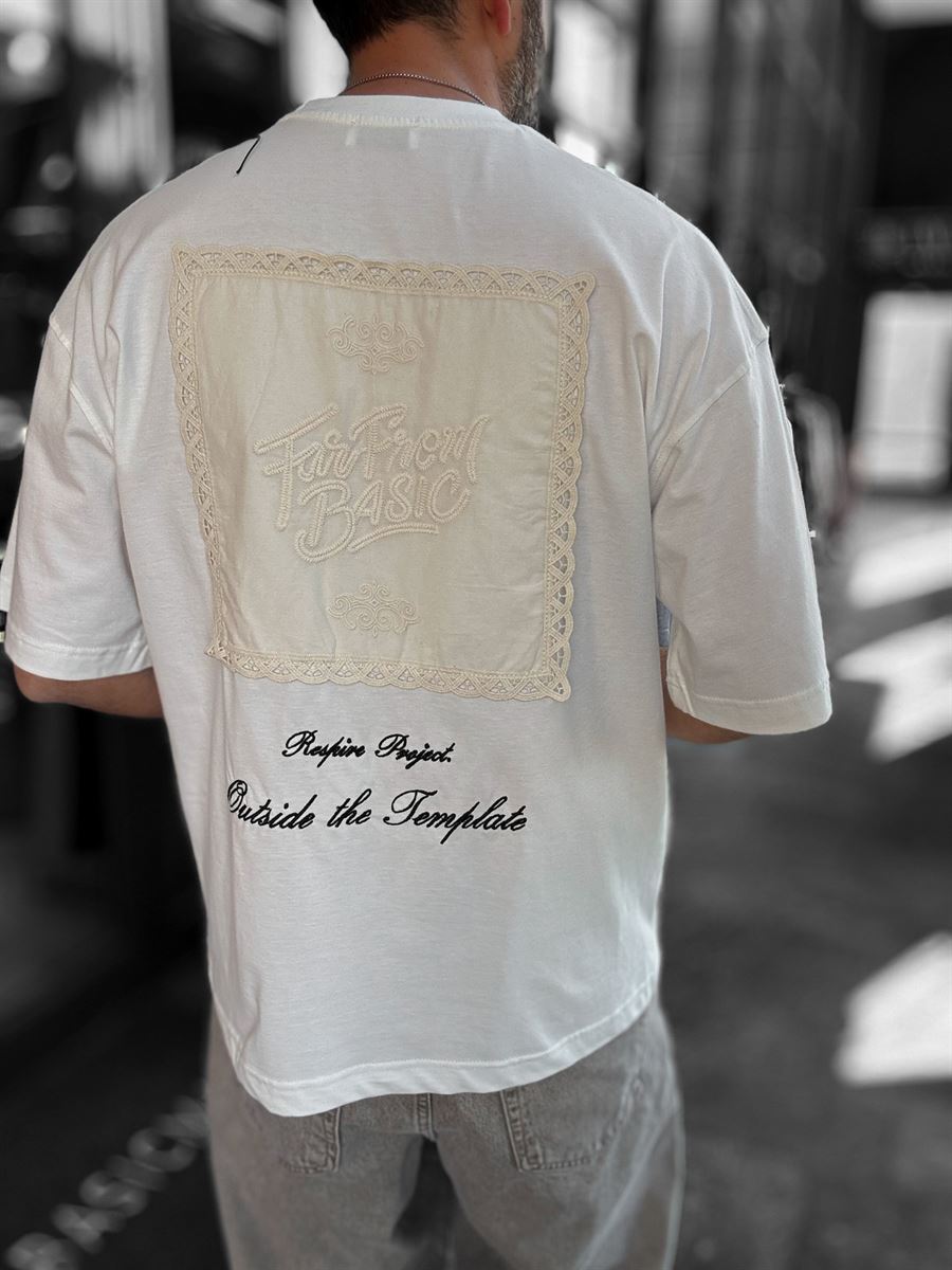 White Embroidered T-Shirt with Back Detail RES-1070