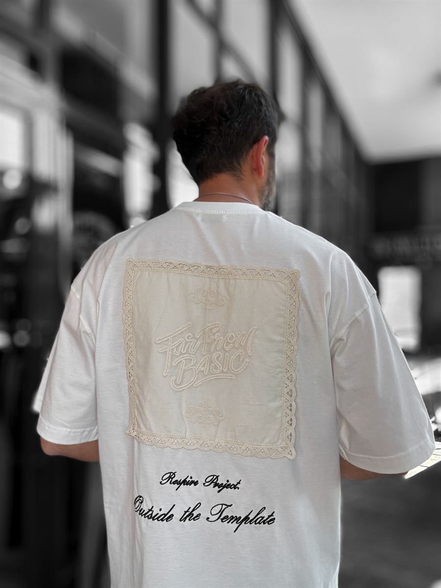 White Embroidered T-Shirt with Back Detail RES-1070
