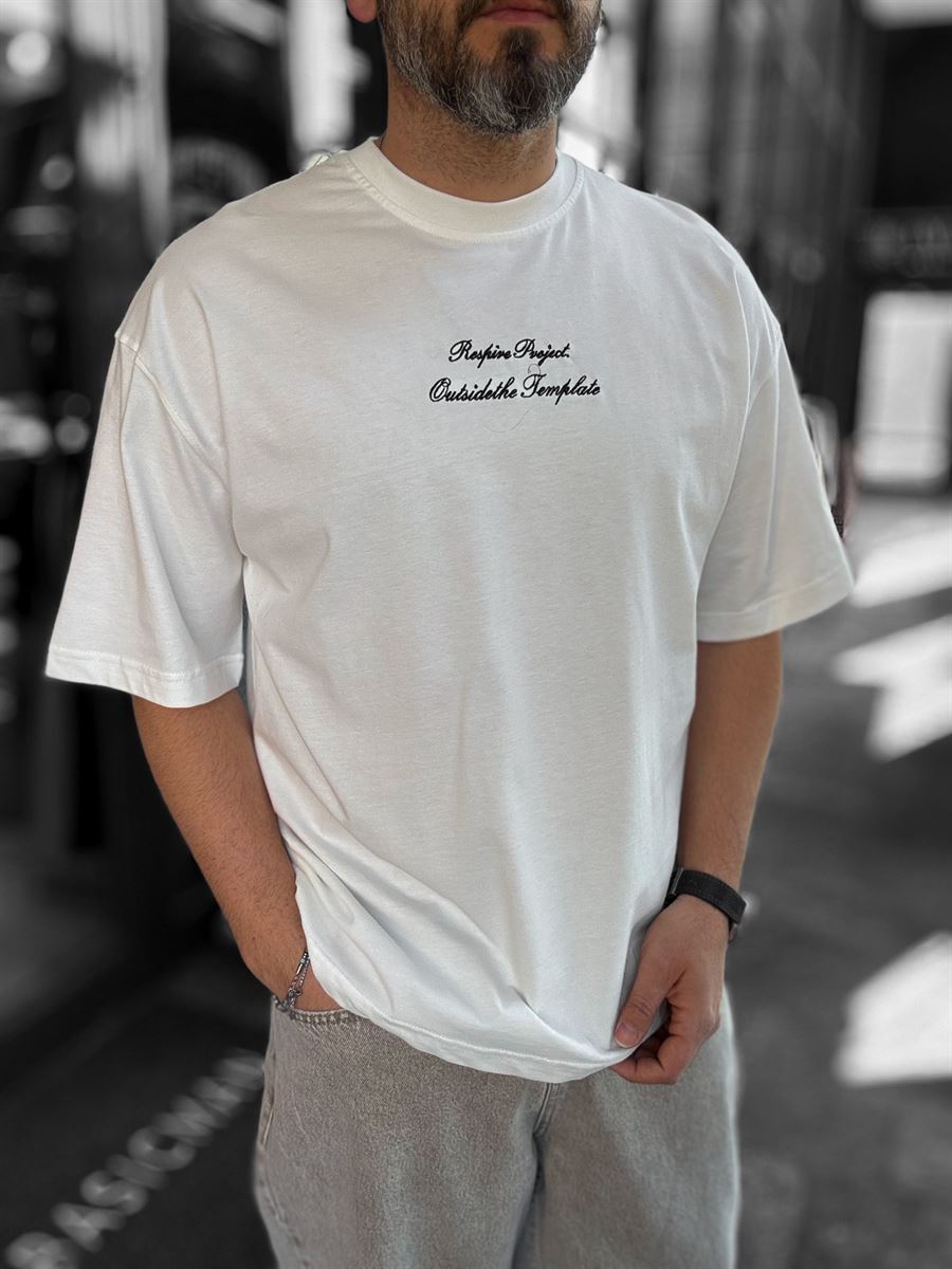 White Embroidered T-Shirt with Back Detail RES-1070