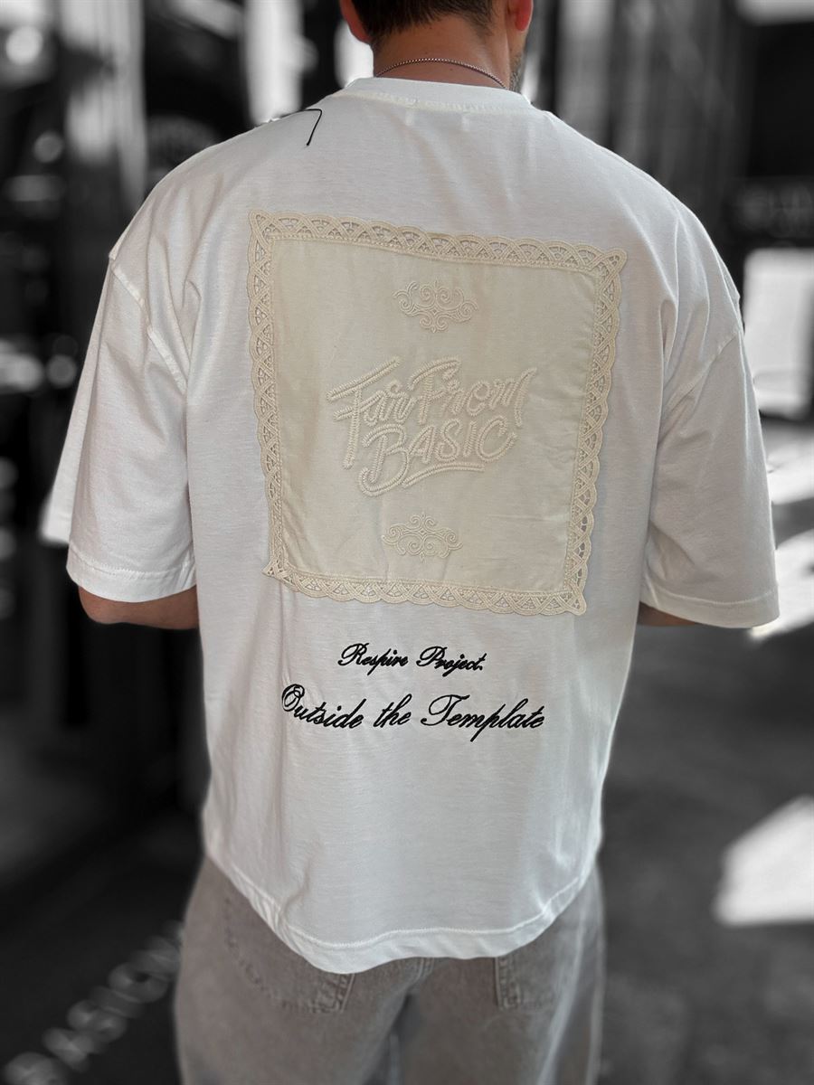 White Embroidered T-Shirt with Back Detail RES-1070