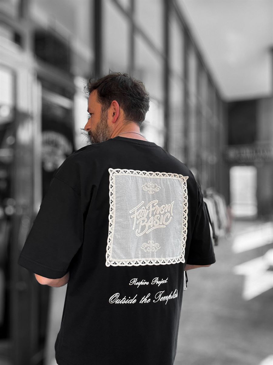 Black Embroidered T-Shirt with Back Detail RES-1070