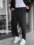 Black Comfortable Trousers with Folded Hem LNS-23132
