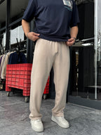 Beige Lycra Baggy Sweatpants LNS-22075
