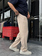 Beige Lycra Baggy Sweatpants LNS-22075