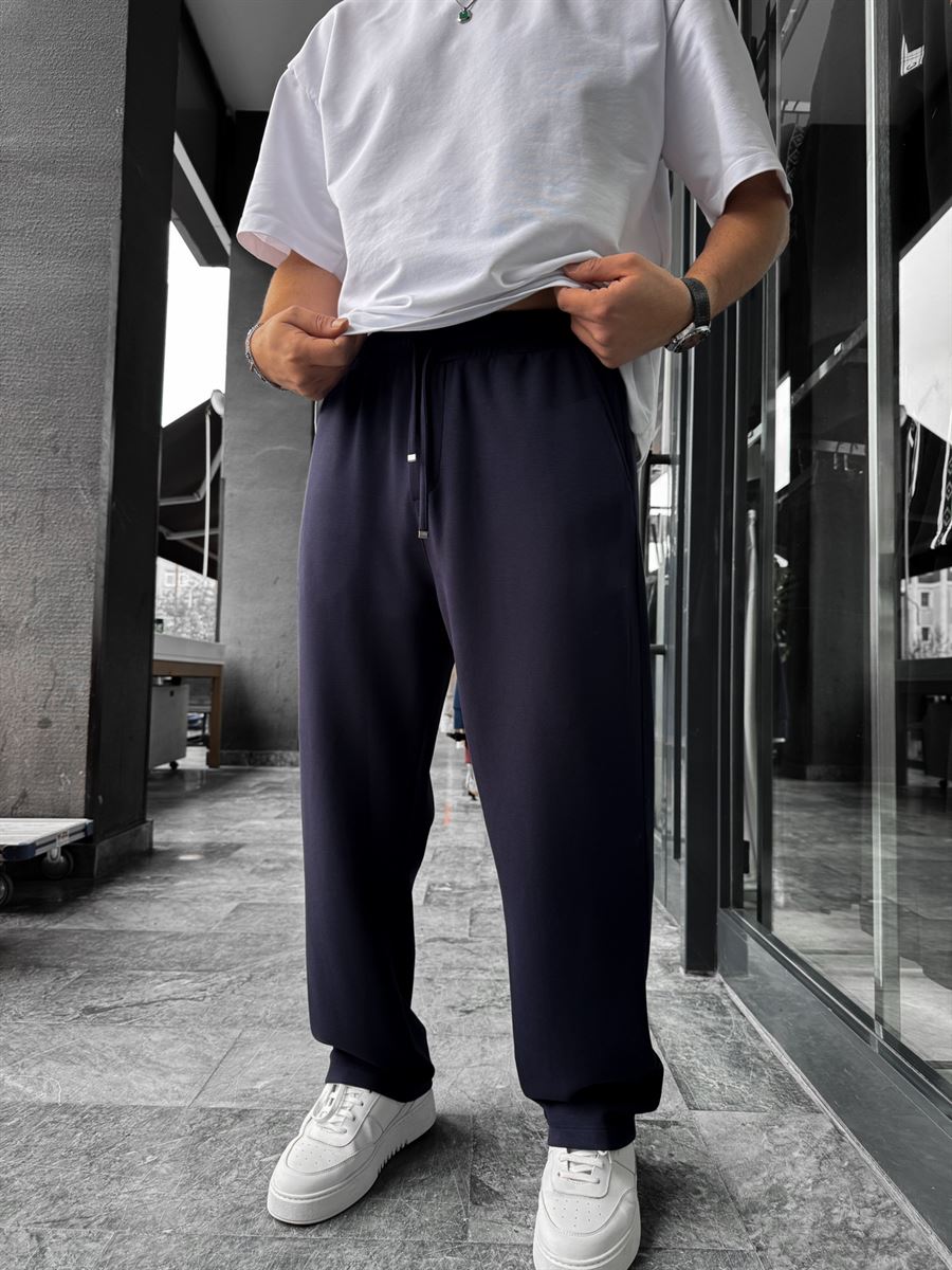 Navy Blue Lycra Baggy Sweatpants LNS-22075